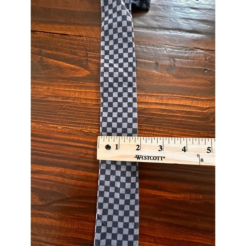 Bond Street Exit Mens Vintage Checkered Skinny Tie Black Grey Ska Punk 2 Inch